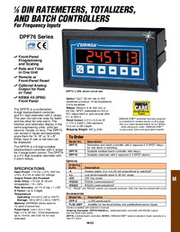 Thumbnail of document Data Sheet - DPF75 Frequency Input Ratemeter/Totalizer, 6 Digits Display